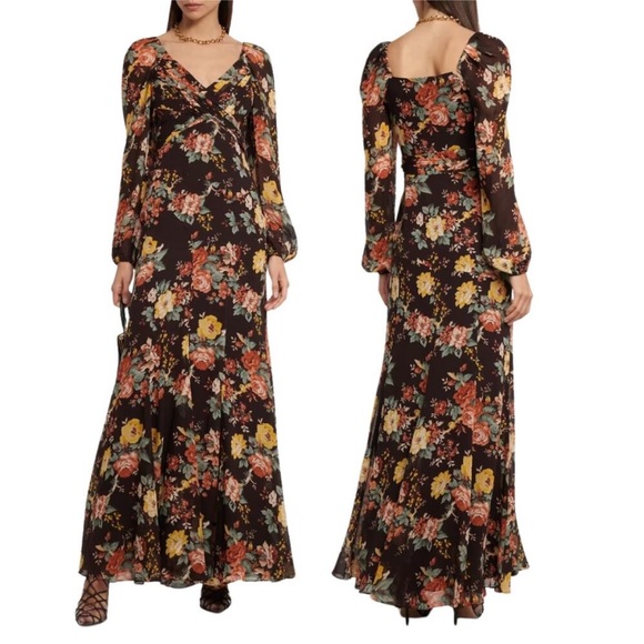 Veronica Beard Avani Floral Silk Maxi Dress Sz 2 - Picture 4 of 13